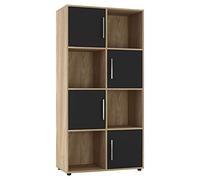 URBNLIVING Bibliothèque cube en chêne avec porte en bois, poignée en métal, étagère de rangement - Porte noire, cube de 2 x 4 (8 cubes)