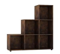 URBNLIVING Bibliothèque de rangement à 6 cubes marron rustique multi-usage pour livres, vêtements, fil à crochet, jouets, étagère de rangement pour la maison et le bureau