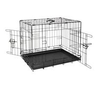 URBNLIVING Cage de transport pliable XL pour chien - Cage de transport robuste en métal noir avec 2 portes verrouillables, plateau amovible facile à nettoyer, acier résistant à la rouille et à la