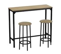 URBNLIVING CANCUN Ensemble table de bar et tabourets - Meuble industriel de cuisine, salle à manger, comptoir de petit déjeuner avec 2 ou 4 chaises, design peu encombrant pour la maison et les petits
