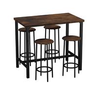 URBNLIVING CANCUN Ensemble table de bar et tabourets - Meuble industriel de cuisine, salle à manger, petit déjeuner avec 2 ou 4 chaises, design peu encombrant pour la maison et les petits espaces - 5