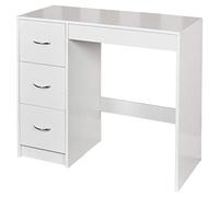URBNLIVING Coiffeuse en bois à 3 tiroirs pour chambre (Structure blanche + Tiroirs blancs)