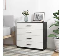 Urbnliving Commode en bois 4 ou 5 tiroirs pour chambre, Structure noire + tiroirs blancs., 4 Drawers