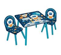 URBNLIVING Ensemble table et 2 chaises en bois pour enfants sur le thème de la salle de jeu, bureau d'étude, bureau pour tout-petits (espace)