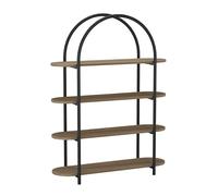 URBNLIVING Étagère arquée en bois à 4 niveaux - Bibliothèque industrielle avec étagères en MDF et cadre en acier - Rangement élégant pour la maison et le bureau, chêne