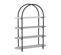 URBNLIVING Étagère arquée en bois à 4 niveaux - Bibliothèque industrielle avec étagères en MDF et cadre en acier - Rangement élégant pour la maison et le bureau, blanc