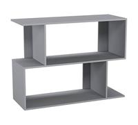 URBNLIVING Étagère en bois à 2 niveaux avec compartiments de rangement irréguliers pour chambre à coucher, bureau, bureau, bibliothèque moderne ouverte - 80 cm de large - Gris