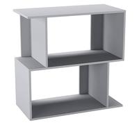 URBNLIVING Étagère en bois à 2 niveaux avec compartiments de rangement irréguliers pour chambre à coucher, bureau, bureau, bibliothèque moderne ouverte - 60 cm de large - Gris