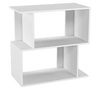 URBNLIVING Étagère en bois blanche à 2 niveaux de 60 cm de large avec compartiments de rangement irréguliers pour chambre à coucher, bureau, bureau, bibliothèque ouverte moderne