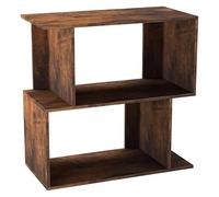 URBNLIVING Étagère en bois rustique à 2 niveaux avec compartiments de rangement irréguliers pour chambre à coucher, bureau, bureau, bibliothèque ouverte moderne Marron 60 cm