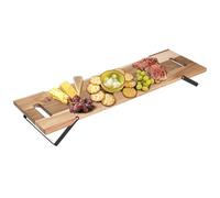 URBNLIVING Grand plateau de service en bois d'acacia avec pieds et poignées en métal - 67 cm - Plateau décoratif moderne pour apéritifs, viandes, collations, desserts - Centre de table rustique