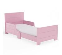 URBNLIVING Lit classique en bois pour enfant avec rail de sécurité latéral pour filles et garçons, parfait pour les chambres junior, charme intemporel et sécurité combinés (rose)