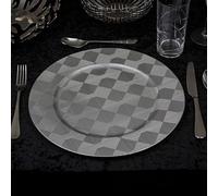 URBNLIVING Lot de 12 assiettes réutilisables de 33 cm de profondeur - Assiettes de table argentées pour Noël, Halloween, fête de mariage, restauration, événement, décoration parfaite pour toutes les