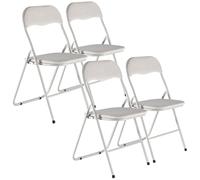 URBNLIVING Lot de 4 chaises pliantes industrielles rembourrées multi-usages avec cadre en métal de qualité supérieure, PVC, velours, ruban, sièges rembourrés (velours beige)