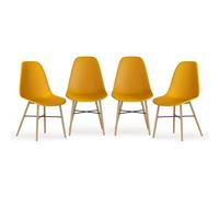 URBNLIVING Lot de 4 ou 6 chaises de salle à manger - Design scandinave moderne avec confort ergonomique, pieds en métal effet bois et embouts en caoutchouc - Chaises durables et faciles à assembler