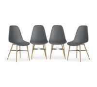 URBNLIVING Lot de 4 ou 6 chaises de salle à manger - Design scandinave moderne avec confort ergonomique, pieds en métal effet bois et embouts en caoutchouc - Chaises durables et faciles à assembler