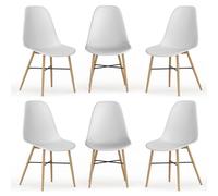 URBNLIVING Lot de 4 ou 6 chaises de salle à manger - Design scandinave moderne avec confort ergonomique, pieds en métal effet bois et embouts en caoutchouc - Chaises durables et faciles à assembler