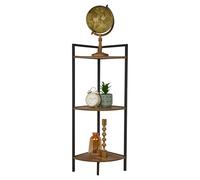 URBNLIVING Meuble d'angle rustique à 3 niveaux - Économie d'espace en métal et MDF - Étagère sur pied pour la maison, le bureau et le salon - Compact 76 cm de hauteur avec construction durable