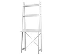 URBNLIVING Verona Bureau de travail échelle 2 étagères en bois pour chambre à coucher Bureau d'ordinateur Bureau de rangement sur pied (Blanc)