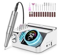 Urbuti Kit de lime à ongles électrique professionnelle 50 000 tr/min Blanc | Affichage dynamique RVB, 12 forets, avant/arrière, 10 trous de rangement, retrait pour acrylique/gel/ongles naturels