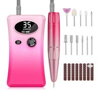 Urbuti Ponceuse pour Ongles Professionnelle, 35000 RPM Portable Rechargeable Lime à Ongle avec 12 Embouts et Affichage LCD, Vitesse Réglable Puissante pour Manucure et Pédicure-Rose Dégradé