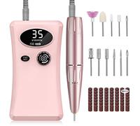 Urbuti Ponceuse pour Ongles Professionnelle Electrique, 35000 RPM Portable Rechargeable Lime à Ongle avec 11 Embouts et Affichage LCD, Vitesse Réglable Puissante pour Manucure et Pédicure (Rose)