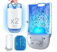 URBZUE Piège à Mouche, Piege Moustique Interieur, Anti Moucherons Piège Lumineux, Attrape Mouche, Lampe UV Anti-Moustique avec Adhésif - sans Insecticides (2 Appareils + 12 Recharges)