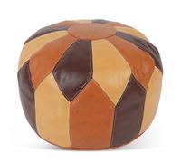 URCheers Repose-pieds non rembourré en cuir synthétique, style marocain, tapis rond de style ethnique et accents décoratifs, housse de pouf vide, convient pour le salon, la chambre à coucher, les