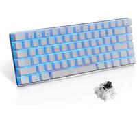 UrChoiceLtd AK33 Bleu LED Rétro-éclairé USB Anti-fantôme Câblé Mécanique Gaming Clavier Interrupteurs Noirs pour Office, Dactylos Et Jouer à des Jeux (Interrupteur Noir, Blanc)