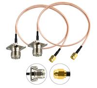 urcianow SMA Lot de 2 connecteurs SMA mâle vers UHF femelle SO239 4 trous pour montage sur châssis 50 cm Câble coaxial RG316 50 ohms RF Antenne Jumper Pigtail pour radio Ham, émetteur-récepteur