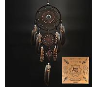 Urdeoms Grand Attrape-rêves pour Chambre à Coucher Adulte - Décoration Murale bohème Marron avec Turquoise à Suspendre - Décoration de Chambre d'adolescent - Cadeau de Festival (NO.9)