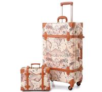 urecity Ensemble Valise Vintage Voyage avec Verrouillage Numérique Luxe Mignon Rétro Sets de Bagages Cabine, Valise 4 Roues (Marron, S(12")+M(20"))