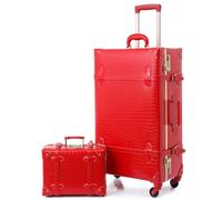 urecity Ensemble Valise Vintage Voyage avec Verrouillage Numérique Luxe Mignon Rétro Sets de Bagages Cabine, Valise 4 Roues (Rouge, S(12")+M(20"))