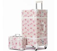 urecity Ensemble Valise Vintage Voyage avec Verrouillage Numérique Luxe Mignon Rétro Sets de Bagages Cabine, Valise 4 Roues (Camélia Rose, S(12")+M(20"))