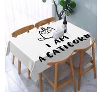 UREJD Nappe en Toile cirée rectangulaire 152x228 cm,Chat Licorne, Citation Humoristique Je dessine à la Main Un Chat-Licorne,Nappe en Toile cirée Anti-Taches et imperméable,Polyester Imprimé