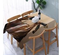 UREJD Nappe en Toile cirée rectangulaire 152x228 cm,Chevaux, Cheval alezan Saute en Hackamore Force Vitale Force Honneur Amour,Nappe en Toile cirée Anti-Taches et imperméable,Polyester Imprimé