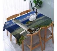 UREJD Nappe en Toile cirée rectangulaire 152x228 cm,Décor de Phare, Phare d'Hiracbosaki, mer, Nuages Verts, Destination de Voyage,Nappe en Toile cirée Anti-Taches et imperméable,Polyester Imprimé