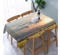 UREJD Nappe en Toile cirée rectangulaire 152x228 cm,Décor de Safari, zèbres d'Afrique, Nature Sauvage Exotique, forêt lointaine, Vue,Nappe en Toile cirée Anti-Taches et imperméable,Polyester Imprimé