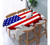 UREJD Nappe en Toile cirée rectangulaire 152x228 cm,États-Unis d'Amérique, Continent américain avec des Rideaux,Nappe en Toile cirée Anti-Taches et imperméable,Polyester Imprimé