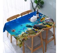 UREJD Nappe en Toile cirée rectangulaire 152x228 cm,Exposition de biodiversité Marine, Poissons tropicaux de différentes Couleurs viv,Nappe en Toile cirée Anti-Taches et imperméable,Polyester Imprimé