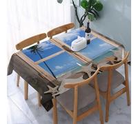 UREJD Nappe en Toile cirée rectangulaire 152x228 cm,Les Palmiers et Les trésors de Coquillages Le Long de la côte sont Visibles à tra,Nappe en Toile cirée Anti-Taches et imperméable,Polyester Imprimé