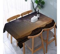 UREJD Nappe en Toile cirée rectangulaire 152x228 cm,Nuit, Voie Lactée sur Le désert des Bardenas Espagne Vue éthérée Collines Arides,Nappe en Toile cirée Anti-Taches et imperméable,Polyester Imprimé