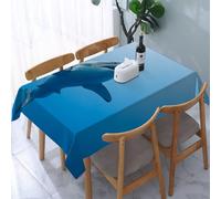UREJD Nappe en Toile cirée rectangulaire 152x228 cm,Prédateur océanique majestueux, Un Grand Requin Glissant dans la mer Bleue profon,Nappe en Toile cirée Anti-Taches et imperméable,Polyester Imprimé