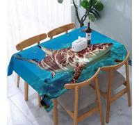 UREJD Nappe en Toile cirée rectangulaire 152x228 cm,Prédateur océanique majestueux, Un Puissant Requin Tigre nageant dans des eaux BL,Nappe en Toile cirée Anti-Taches et imperméable,Polyester Imprimé