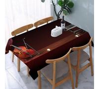 UREJD Nappe en Toile cirée rectangulaire 152x228 cm,Théâtre Musical, Orchestre symphonique, Rideaux de scène, Piano, Violoncelle,Nappe en Toile cirée Anti-Taches et imperméable,Polyester Imprimé