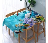UREJD Nappe en Toile cirée rectangulaire 152x228 cm,Un Monde sous-Marin Merveilleux et Magnifique avec des coraux et des Poissons tro,Nappe en Toile cirée Anti-Taches et imperméable,Polyester Imprimé