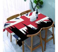 UREJD Nappe en Toile cirée rectangulaire 152x228 cm,Union Jack, Silhouette des Chambres du Parlement sur Le Drapeau nnique Historic U,Nappe en Toile cirée Anti-Taches et imperméable,Polyester Imprimé
