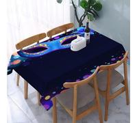 UREJD Nappe en Toile cirée rectangulaire 152x228 cm,Venise, Masque de Carnaval Bleu Vif avec Fleur ornée et Mascara,Nappe en Toile cirée Anti-Taches et imperméable,Polyester Imprimé
