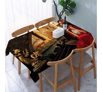 UREJD Nappe en Toile cirée rectangulaire 152x228 cm,Venise, Une Jeune Femme avec Une Cape Rouge et Un Masque de Carnaval chevauchait,Nappe en Toile cirée Anti-Taches et imperméable,Polyester Imprimé