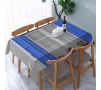 UREJD Nappe en Toile cirée rectangulaire 152x228 cm,Volets de fenêtre en Bois de Style Grec typique avec des Fleurs Image Medit,Nappe en Toile cirée Anti-Taches et imperméable,Polyester Imprimé